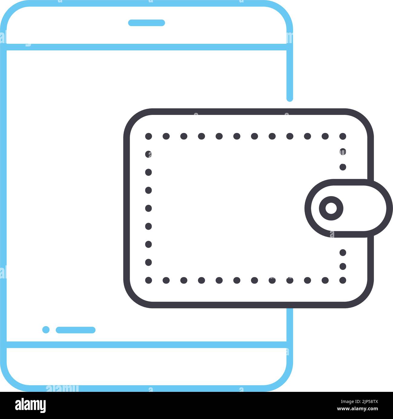 icône de ligne de portefeuille numérique, symbole de contour, illustration vectorielle, signe de concept Illustration de Vecteur