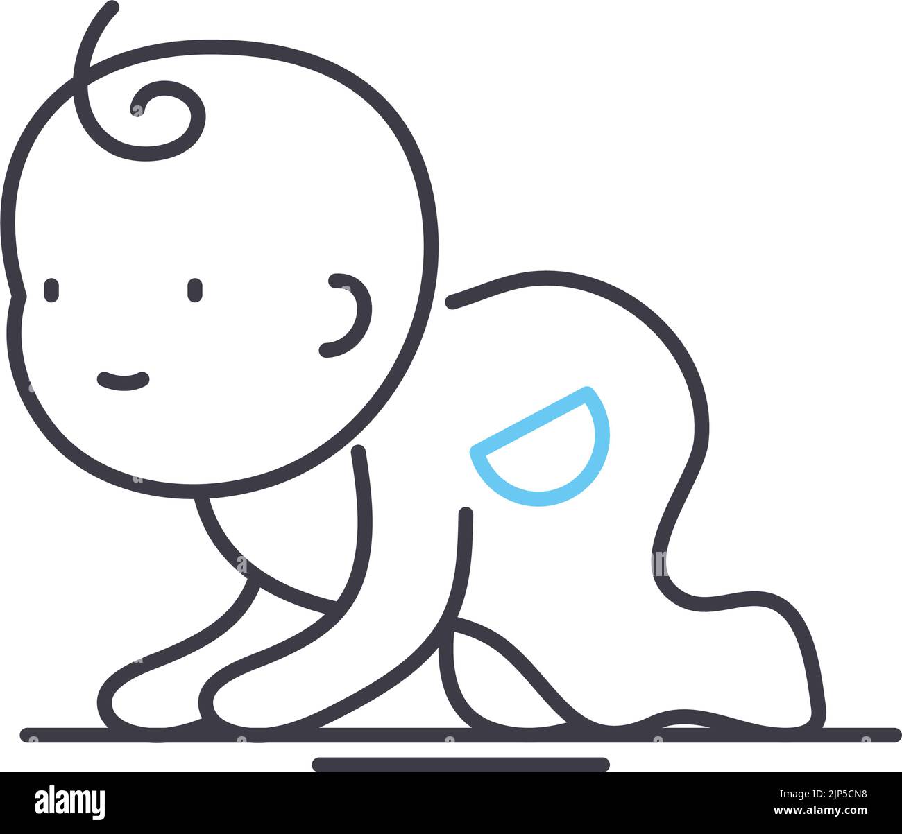icône de la ligne de bébé grimpant, symbole de contour, illustration vectorielle, signe de concept Illustration de Vecteur
