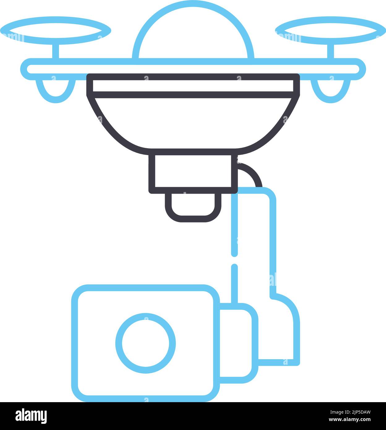 icône de ligne de caméra de drone, symbole de contour, illustration de vecteur, signe de concept Illustration de Vecteur