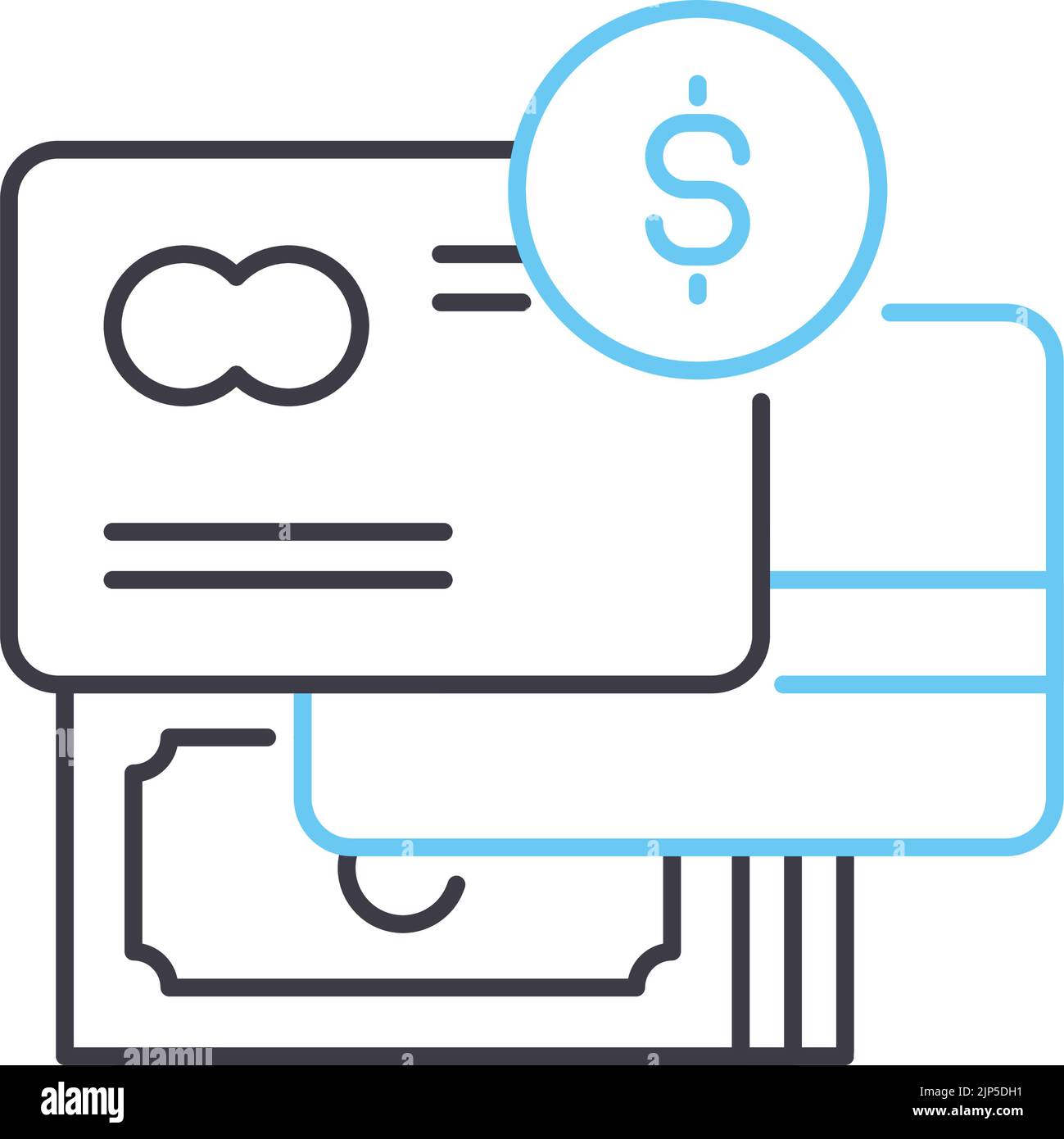 icône de carte de crédit et de ligne de crédit, symbole de contour, illustration vectorielle, signe de concept Illustration de Vecteur