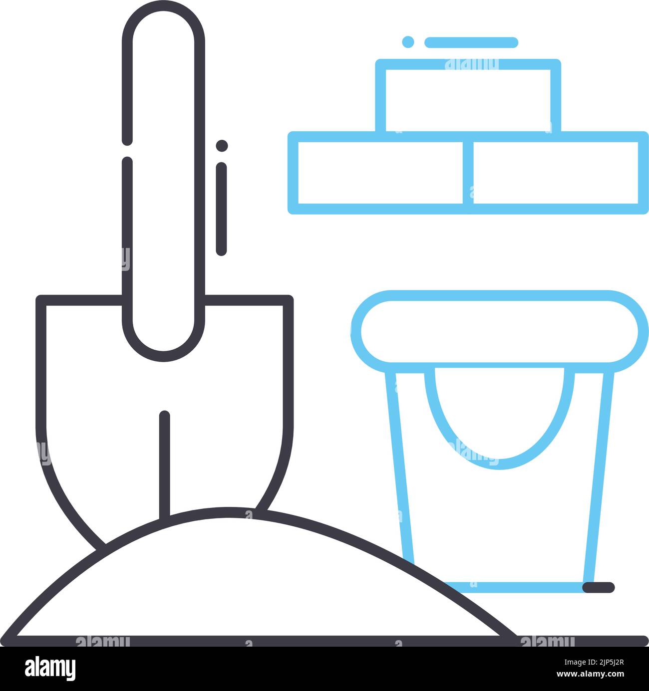 icône de ligne de matériaux de construction, symbole de contour, illustration vectorielle, signe de concept Illustration de Vecteur