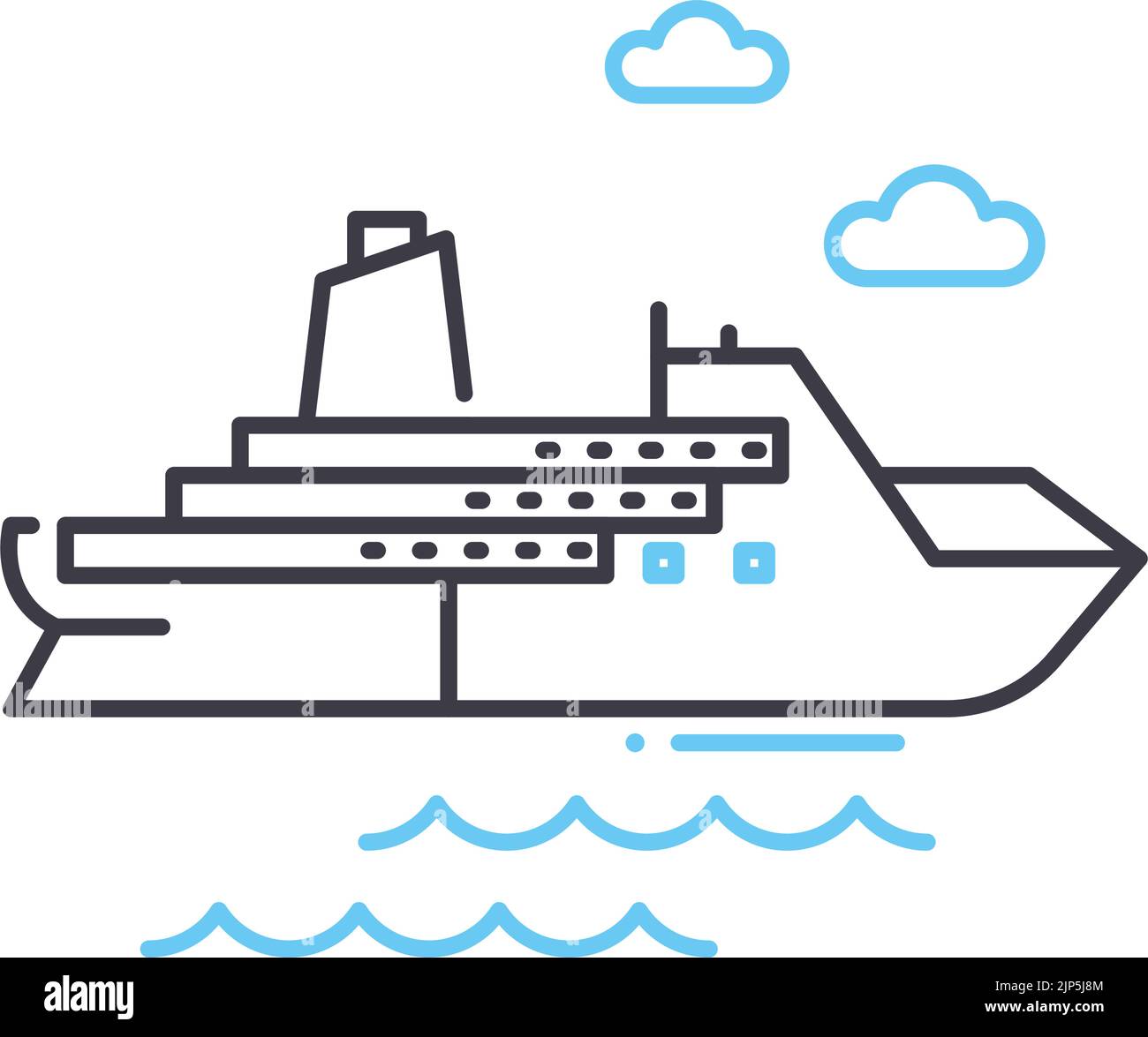 icône de ligne de croisière, symbole de contour, illustration de vecteur, signe de concept Illustration de Vecteur