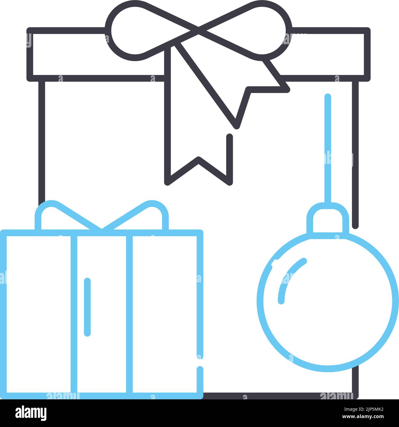 icône de ligne de boîte-cadeau de noël, symbole de contour, illustration vectorielle, signe de concept Illustration de Vecteur