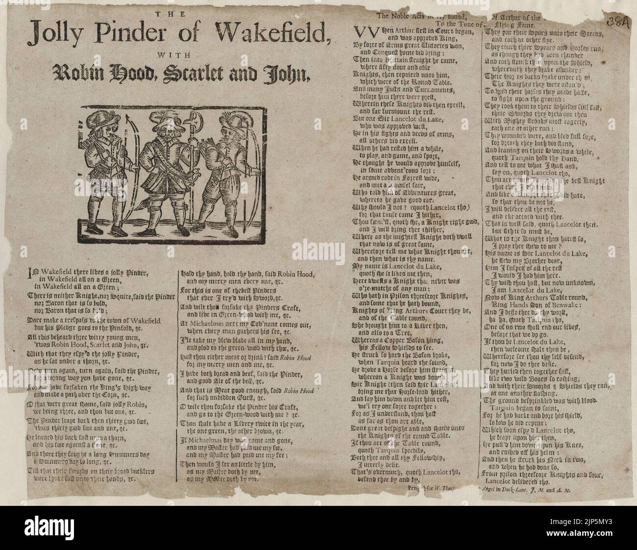 Le Jolly Pinder de Wakefield avec Robin Hood et John écarlate Banque D'Images