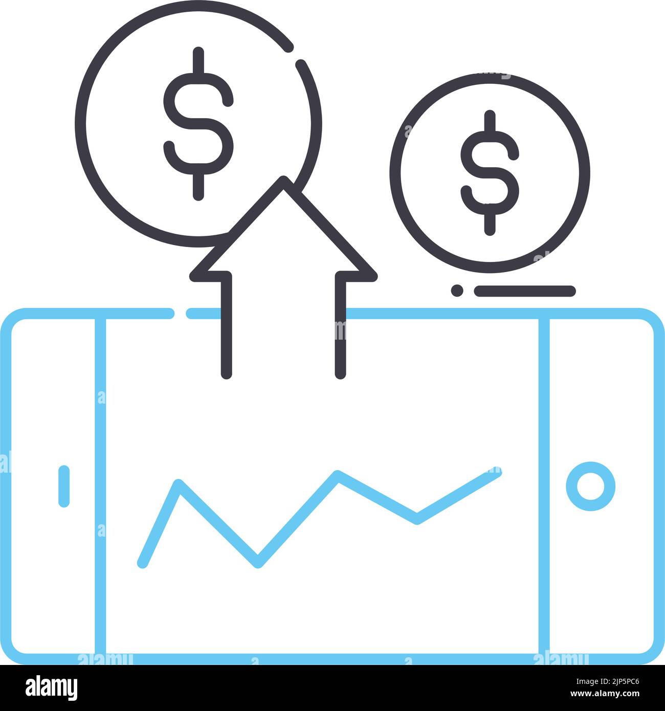 icône de la ligne actions de dividende, symbole de contour, illustration vectorielle, signe de concept Illustration de Vecteur