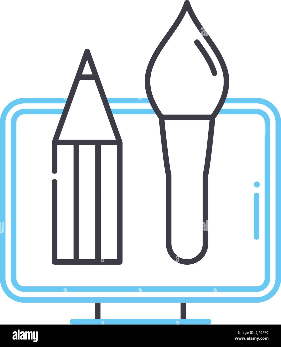 icône de ligne graphique numérique, symbole de contour, illustration vectorielle, signe de concept Illustration de Vecteur