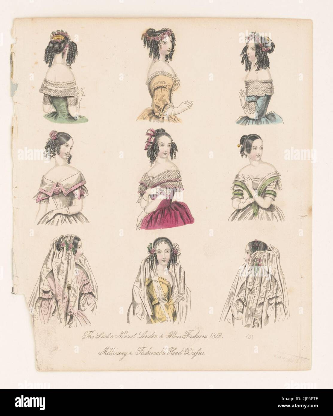 Le dernier et le plus récent. Mode Londres et Paris 1842. Robes à la tête tendance et douces Banque D'Images