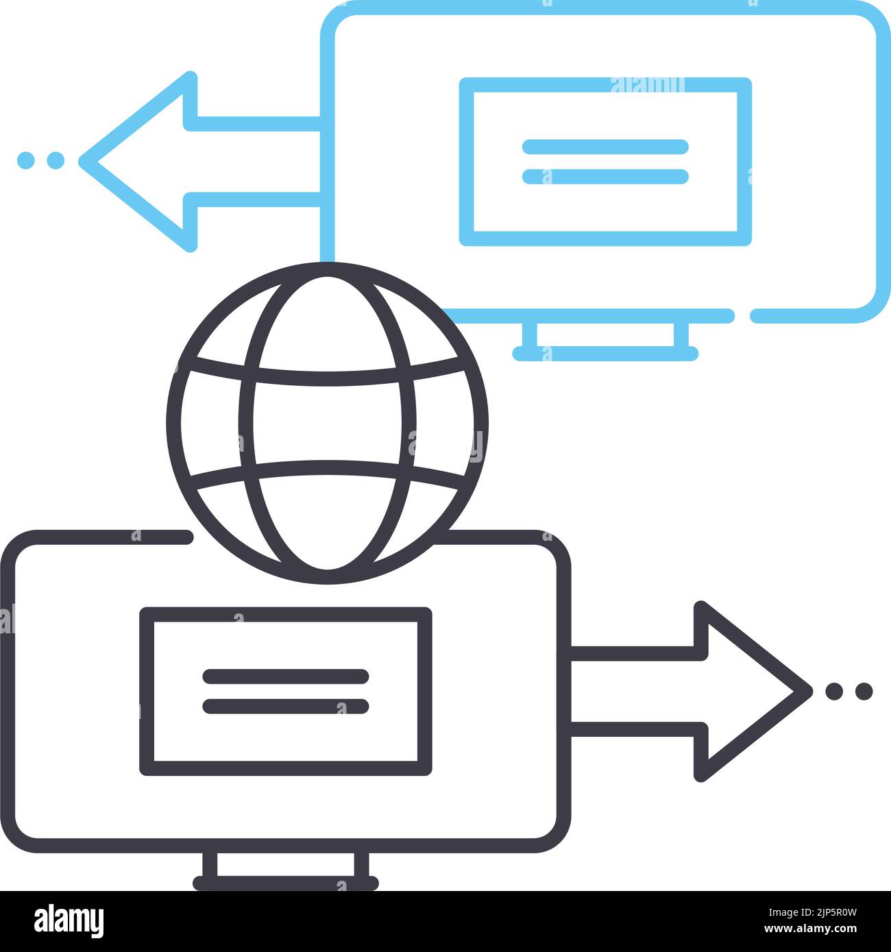 icône de ligne de communication de données, symbole de contour, illustration vectorielle, signe de concept Illustration de Vecteur