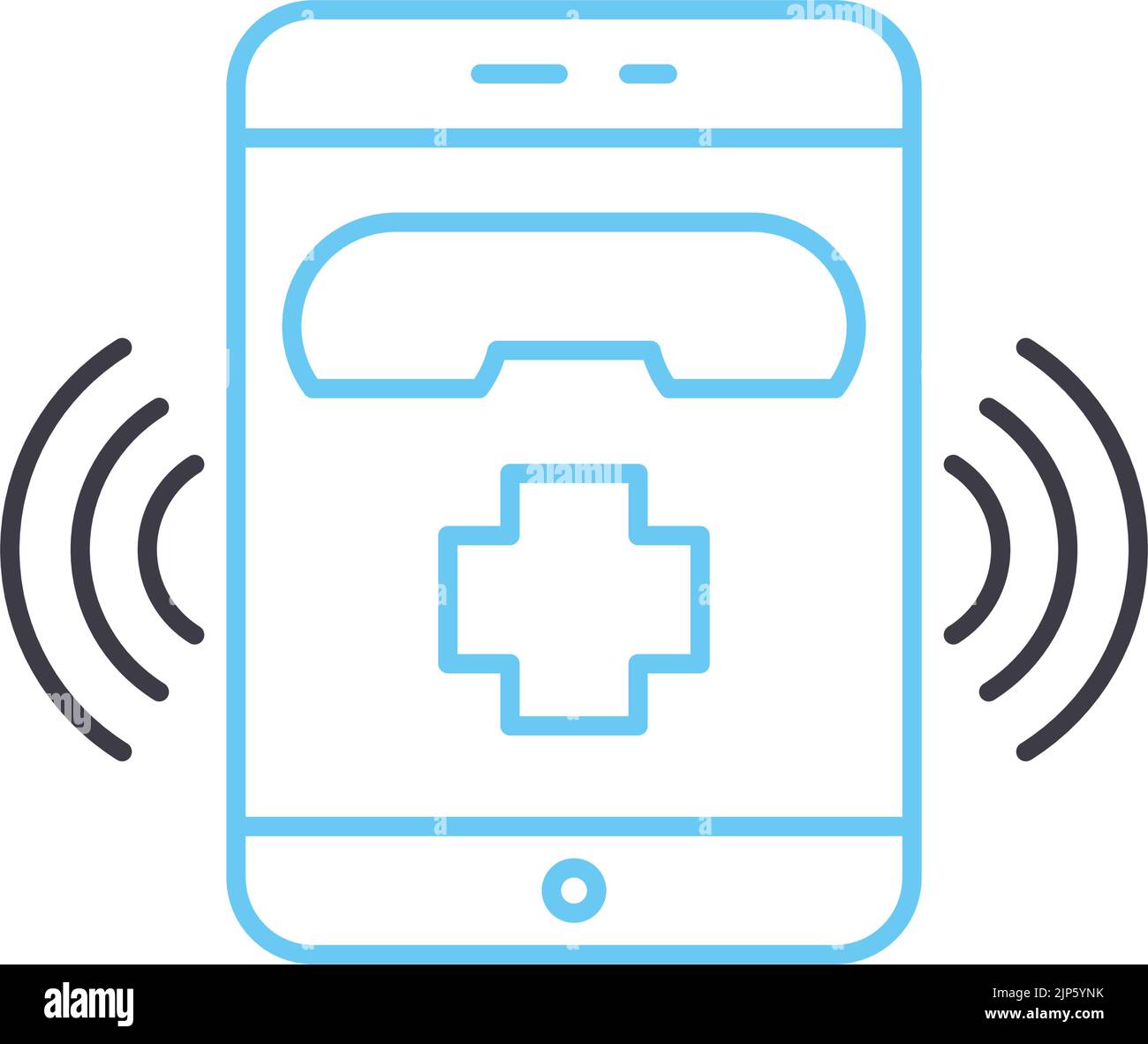 icône de ligne d'appel d'urgence, symbole de contour, illustration vectorielle, signe de concept Illustration de Vecteur