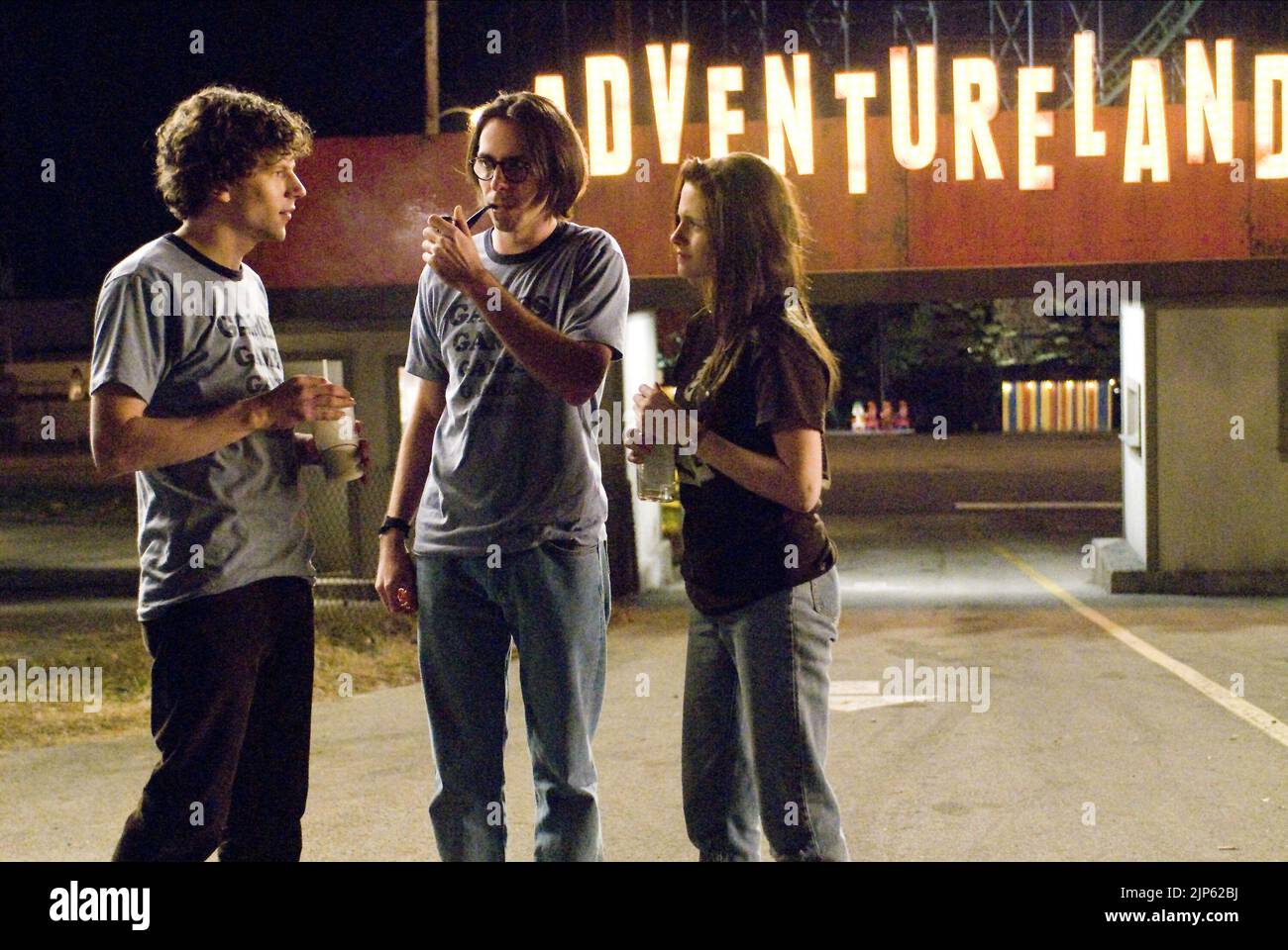 JESSE EISENBERG, Kristen Stewart, MARTIN STARR, Adventureland, 2009 Banque D'Images