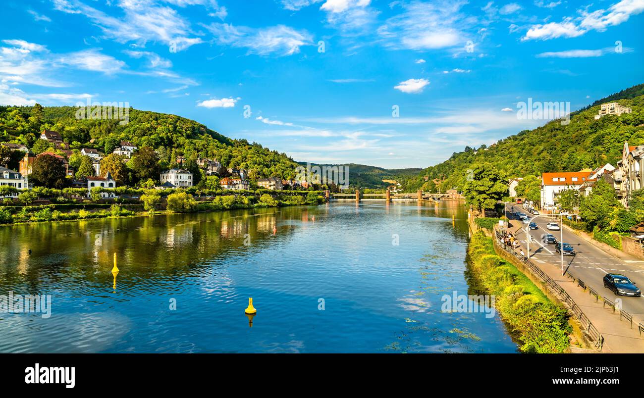 Le Neckar à Heidelberg, Allemagne Banque D'Images