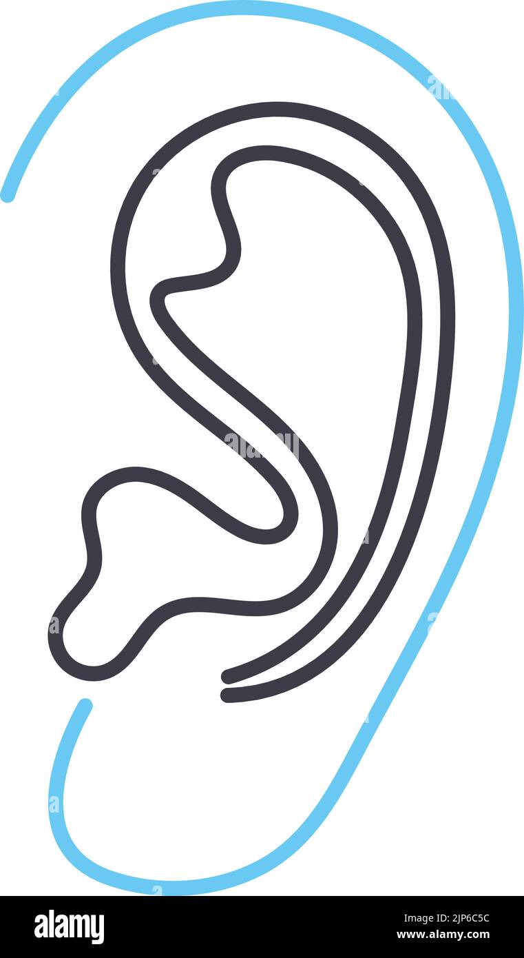 icône de contour d'oreille, symbole de contour, illustration vectorielle, signe de concept Illustration de Vecteur