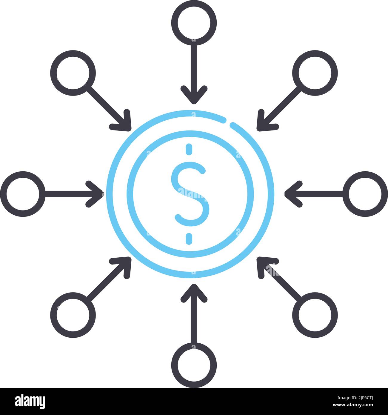 icône de ligne de financement participatif, symbole de contour, illustration vectorielle, signe de concept Illustration de Vecteur