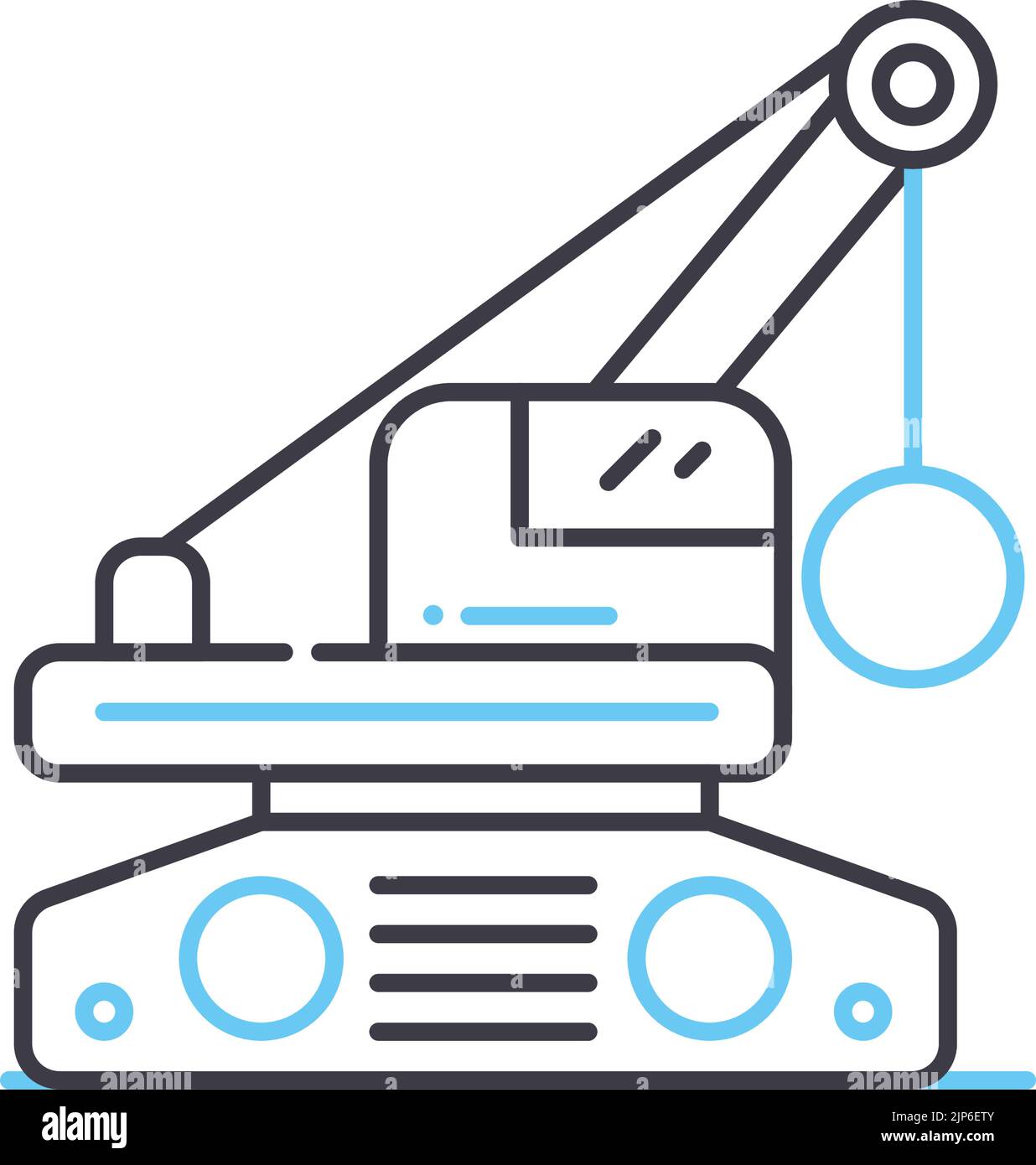 icône de ligne de grue de démolition, symbole de contour, illustration vectorielle, signe de concept Illustration de Vecteur