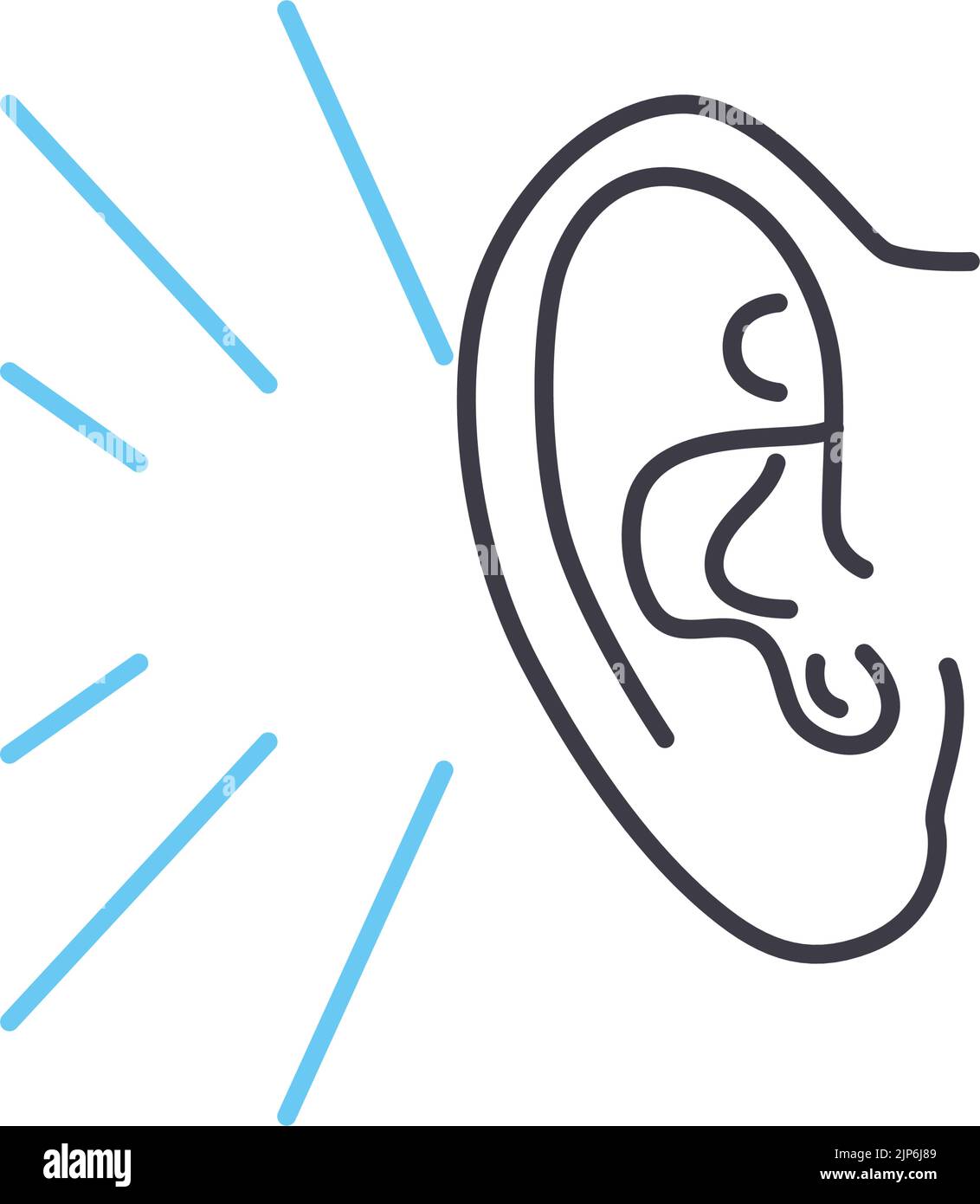 icône de ligne d'écoute d'oreille, symbole de contour, illustration vectorielle, signe de concept Illustration de Vecteur