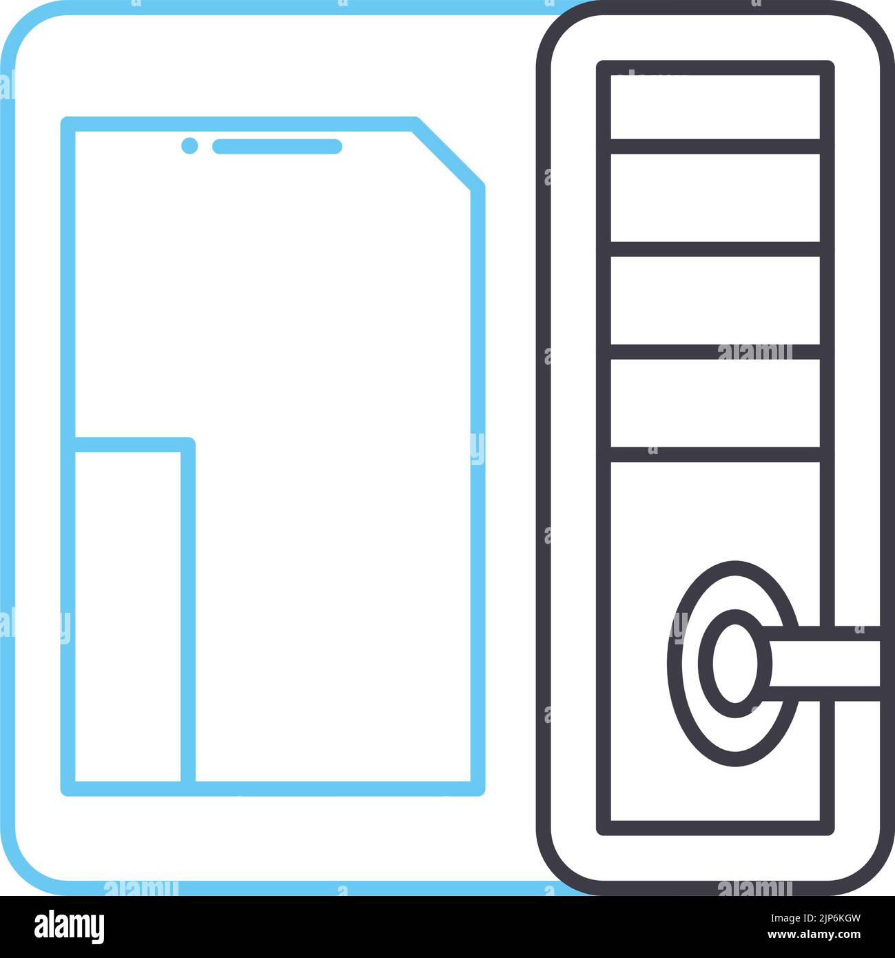 icône de ligne de boîtier d'ordinateur, symbole de contour, illustration vectorielle, signe de concept Illustration de Vecteur