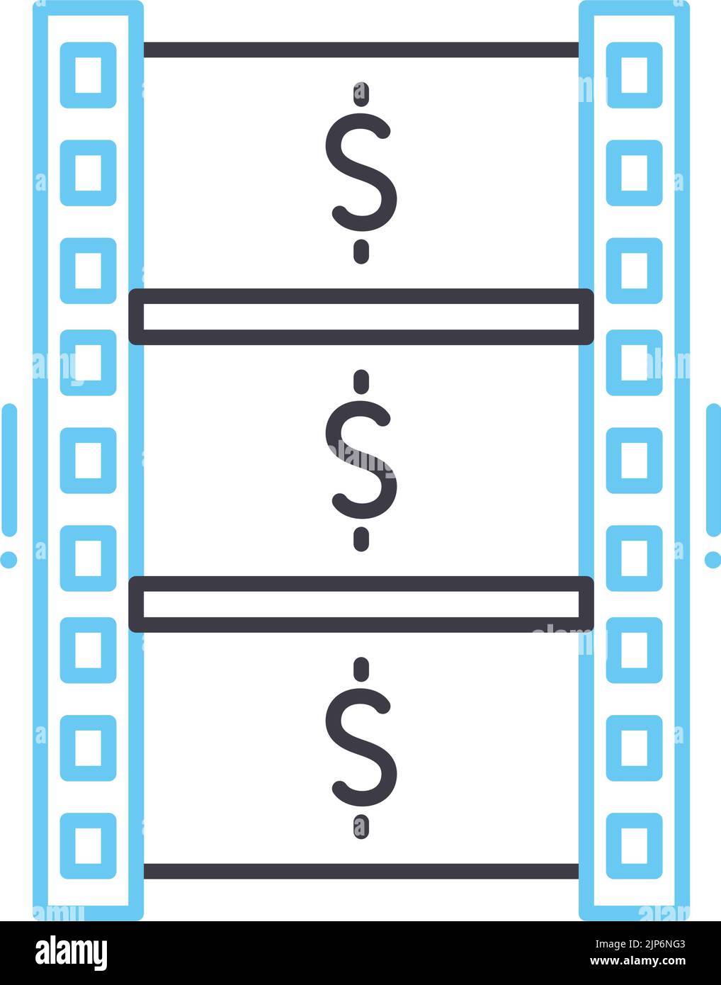 icône de ligne de budget de film, symbole de contour, illustration vectorielle, signe de concept Illustration de Vecteur