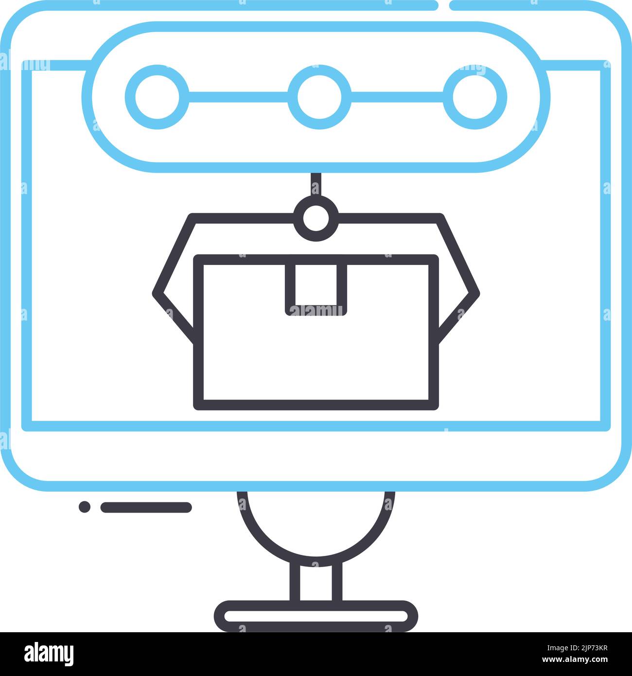 ordinateur ajout d'une icône de ligne de fabrication, d'un symbole de contour, d'une illustration vectorielle, d'un signe de concept Illustration de Vecteur