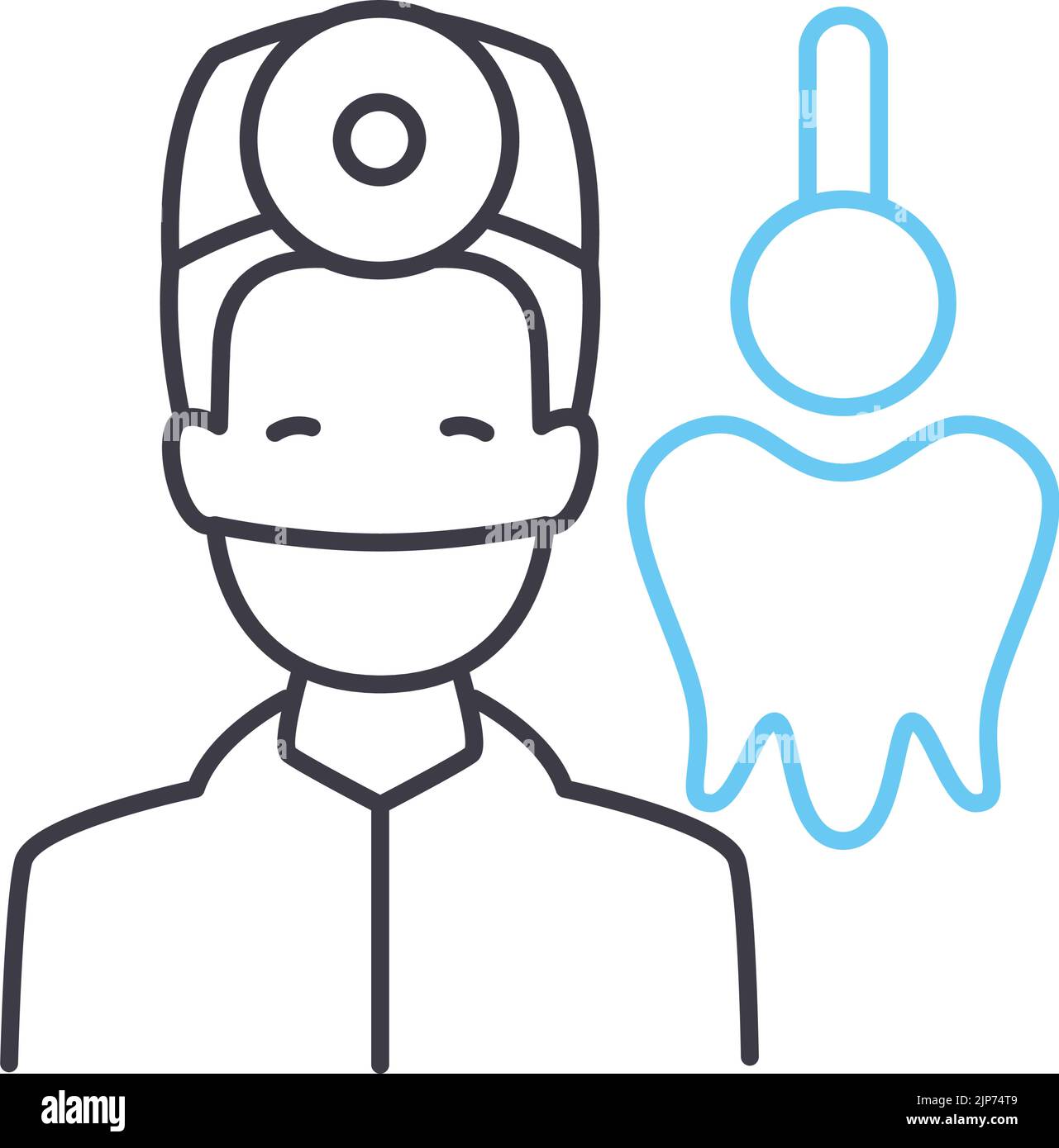 icône de ligne de dentiste, symbole de contour, illustration vectorielle, signe de concept Illustration de Vecteur