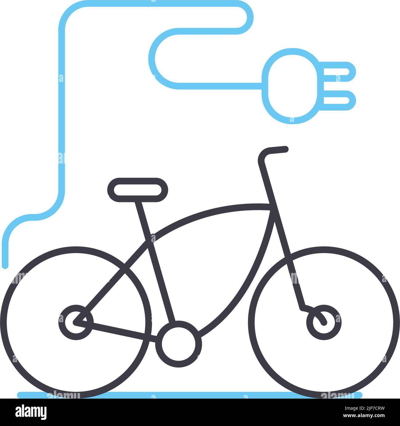 icône de ligne de vélo électrique, symbole de contour, illustration vectorielle, signe de concept Illustration de Vecteur