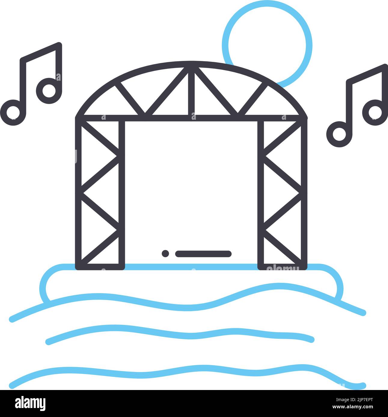 icône de la ligne du festival de musique du désert, symbole de contour, illustration vectorielle, signe de concept Illustration de Vecteur