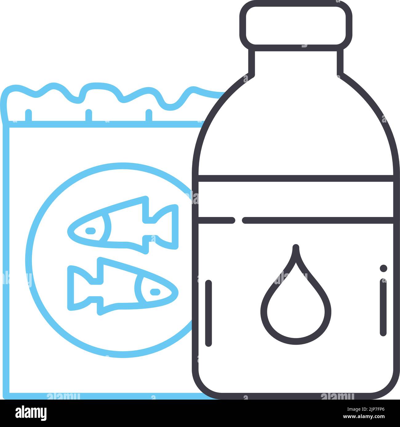 icône de ligne de désinfectant pour poissons, symbole de contour, illustration vectorielle, signe de concept Illustration de Vecteur