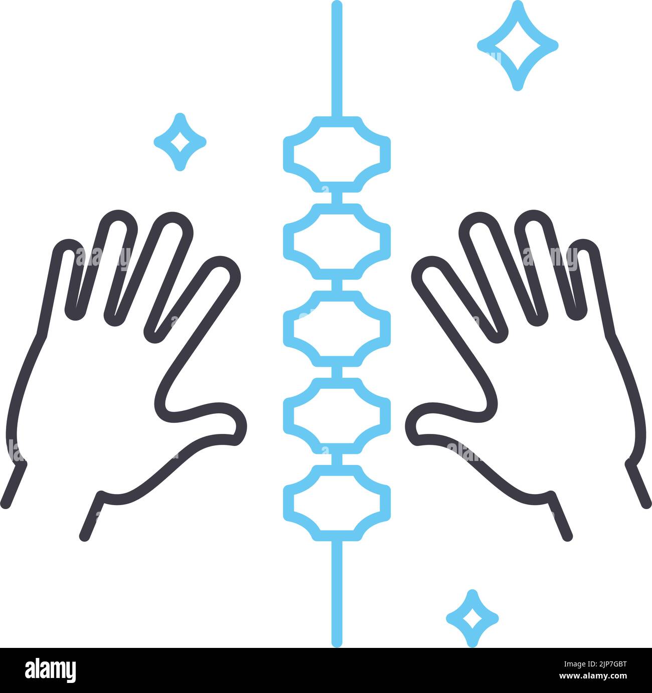 icône de la ligne de médecine chromopractique, symbole de contour, illustration vectorielle, signe de concept Illustration de Vecteur