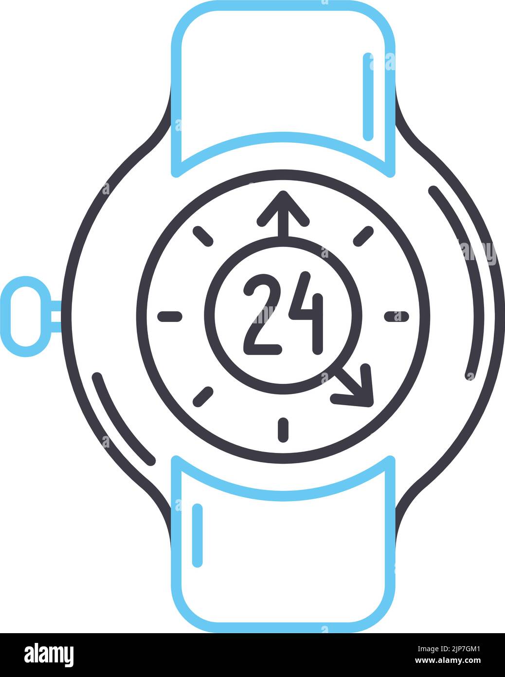 icône de ligne de 24 heures, symbole de contour, illustration vectorielle, signe de concept Illustration de Vecteur