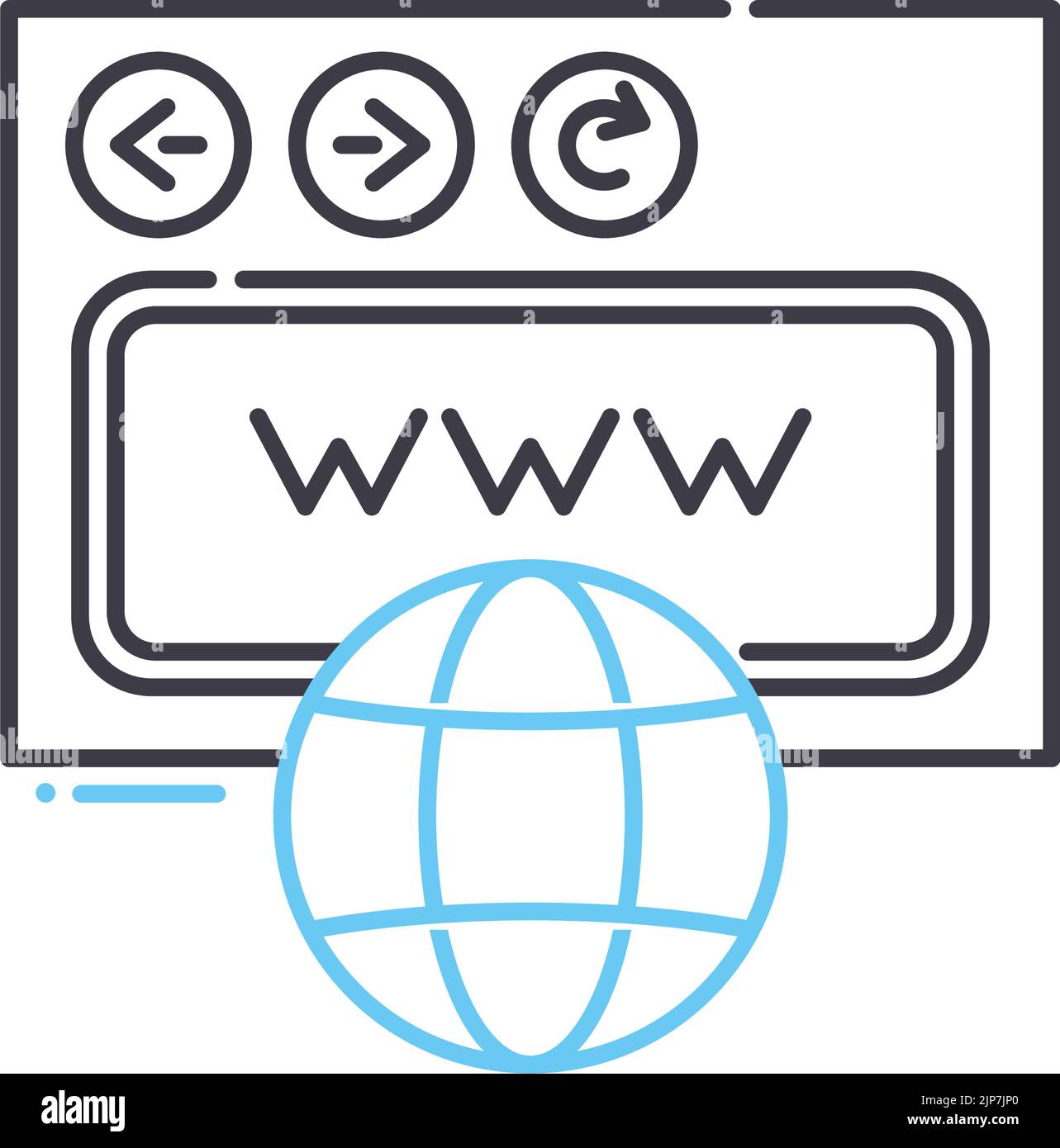 icône de ligne de transfert de domaine, symbole de contour, illustration vectorielle, signe de concept Illustration de Vecteur
