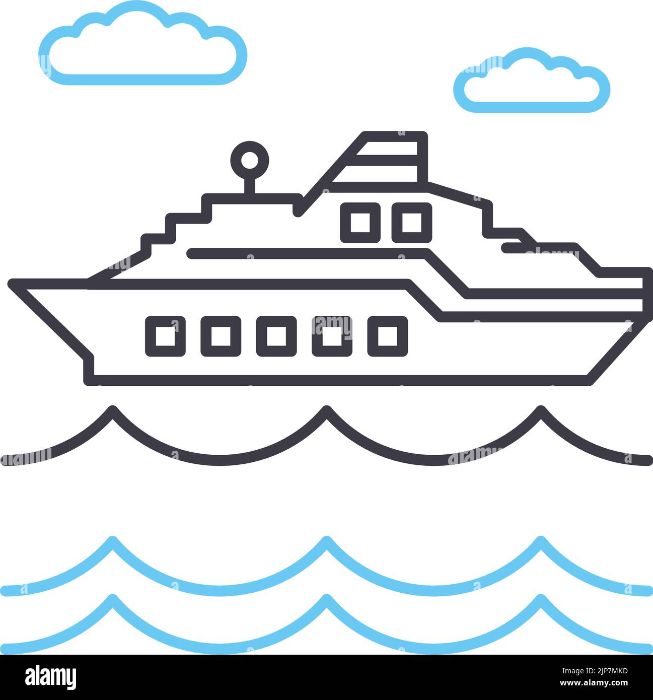 icône de ligne de croisière, symbole de contour, illustration vectorielle, signe de concept Illustration de Vecteur