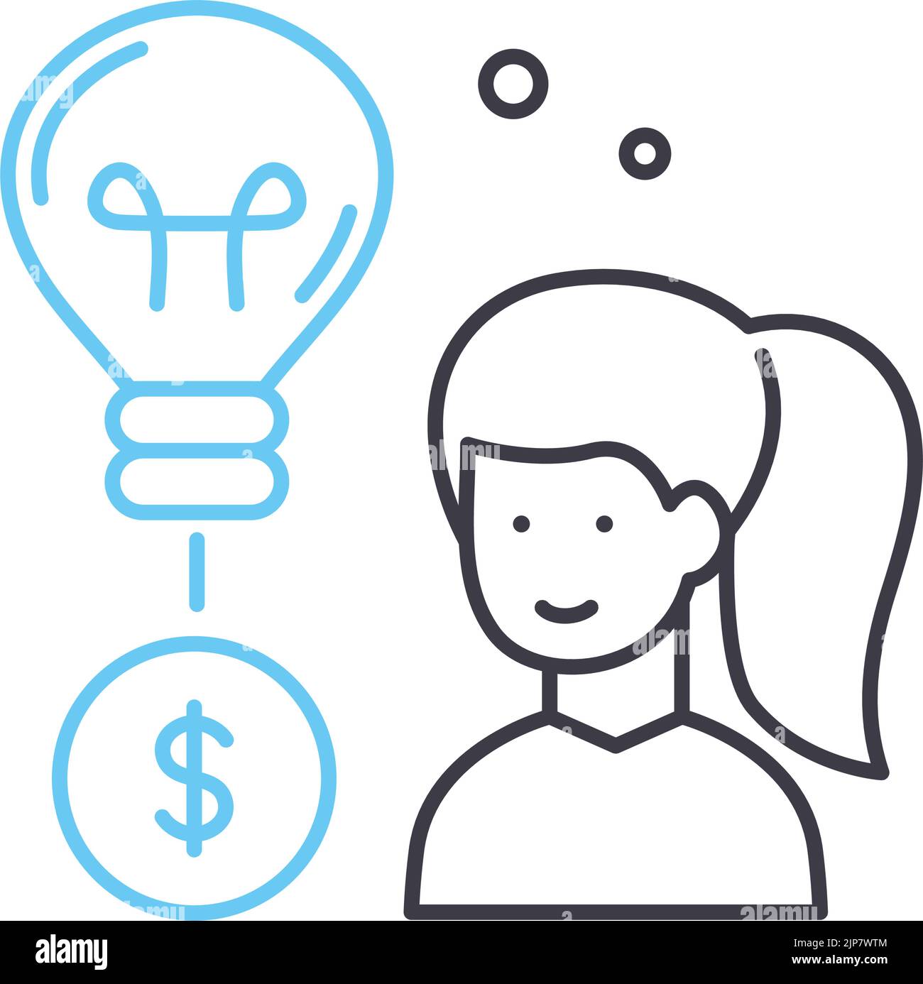 icône de ligne de pensée d'affaires, symbole de contour, illustration de vecteur, signe de concept Illustration de Vecteur