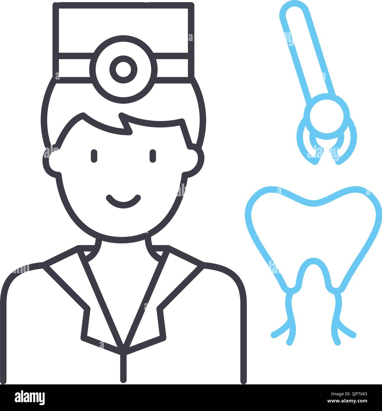 icône de ligne de dentiste, symbole de contour, illustration vectorielle, signe de concept Illustration de Vecteur