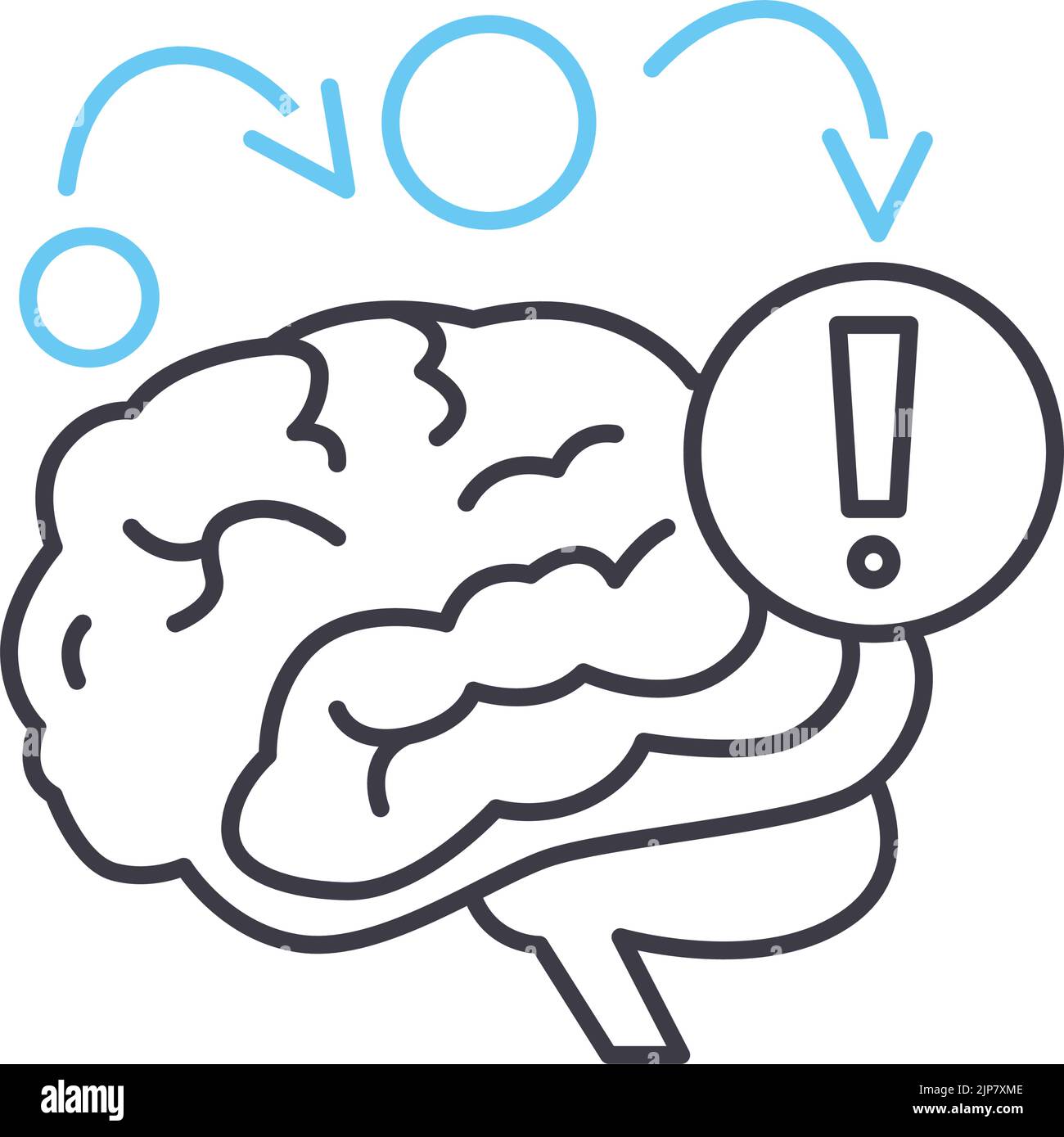 icône de ligne de processus cognitif, symbole de contour, illustration ...