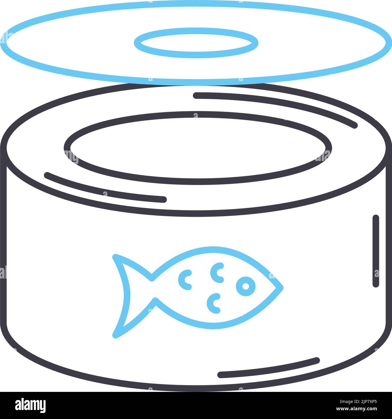 icône de ligne de poisson en conserve, symbole de contour, illustration vectorielle, signe de concept Illustration de Vecteur