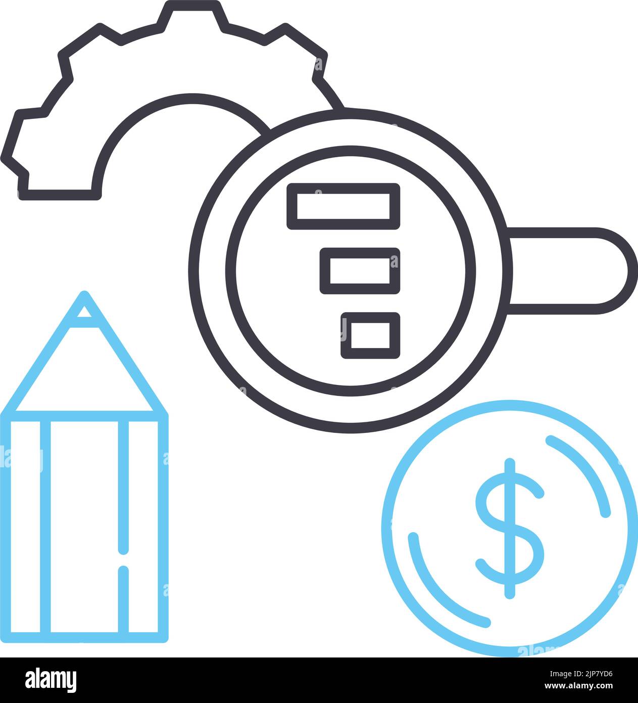 icône de ligne de gestion comptable, symbole de contour, illustration vectorielle, signe de concept Illustration de Vecteur