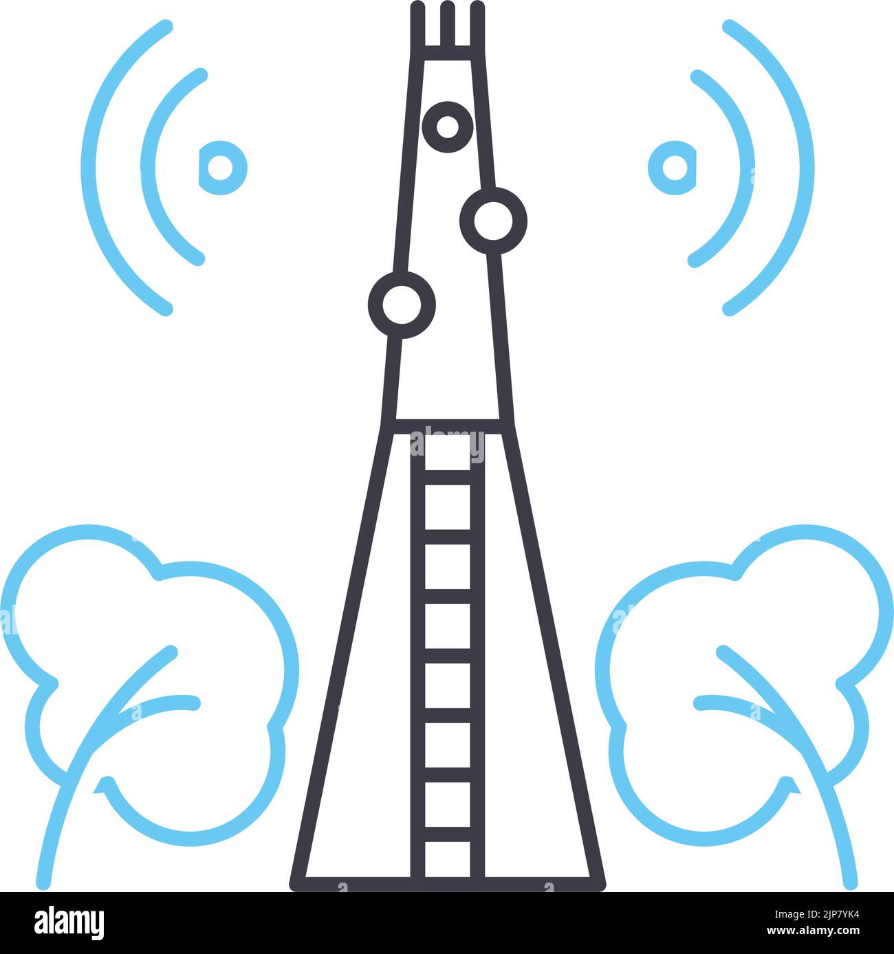 icône de ligne de tour de radio cellulaire, symbole de contour, illustration vectorielle, signe de concept Illustration de Vecteur