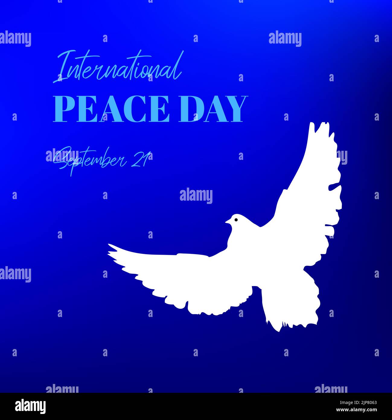 Carte de voeux pour la Journée internationale de la paix avec colombe blanche Illustration de Vecteur