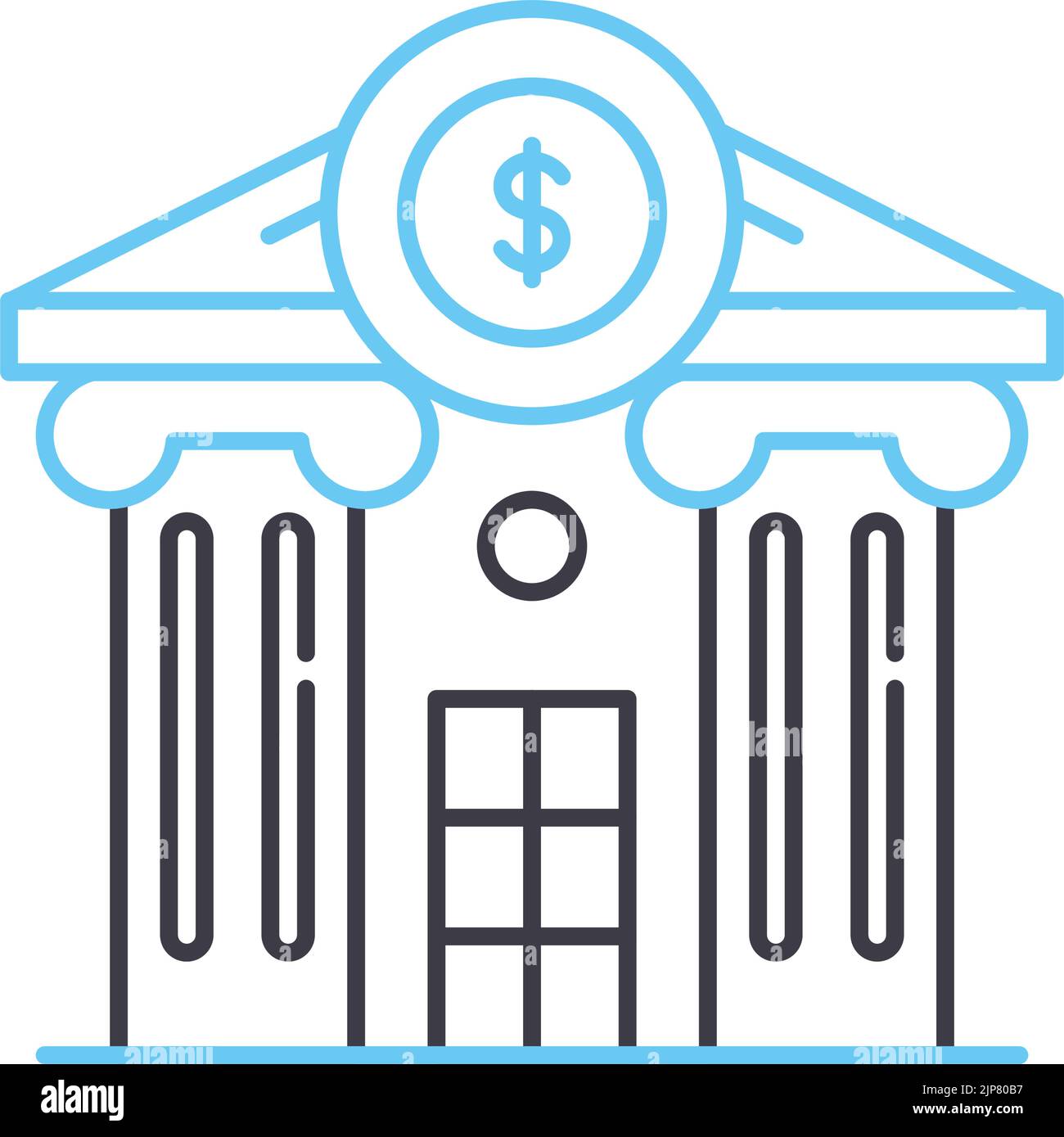 icône de ligne de banque commerciale, symbole de contour, illustration vectorielle, signe de concept Illustration de Vecteur