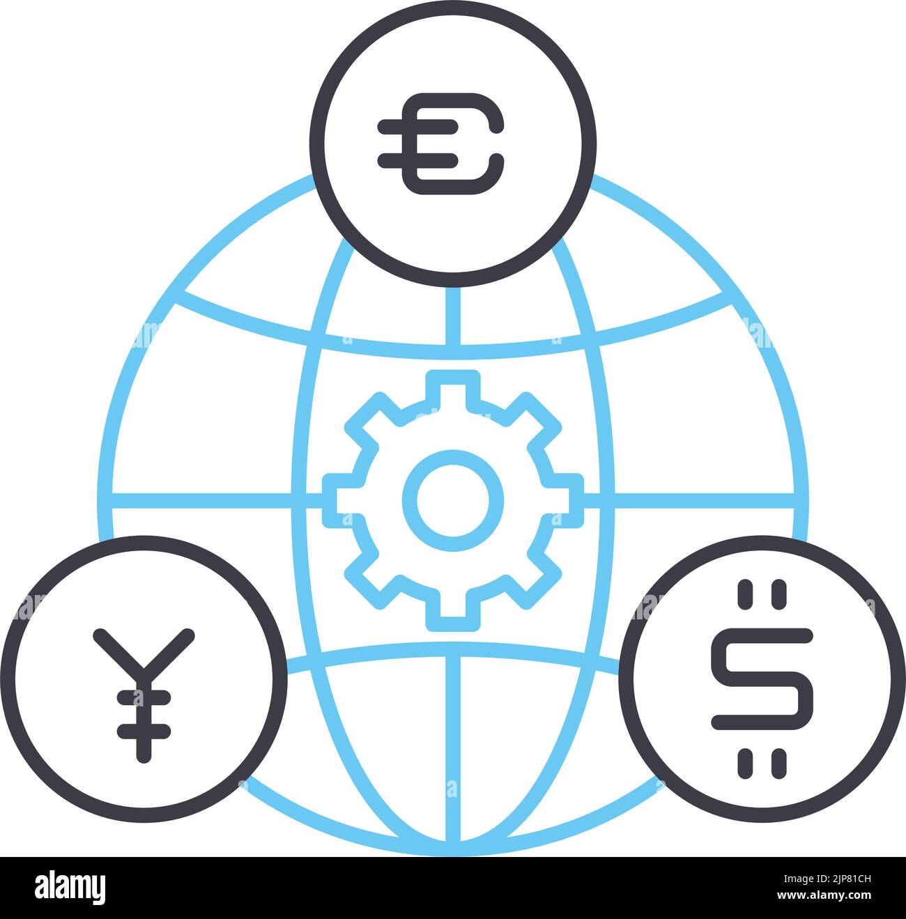 icône de ligne de taux de change, symbole de contour, illustration vectorielle, signe de concept Illustration de Vecteur