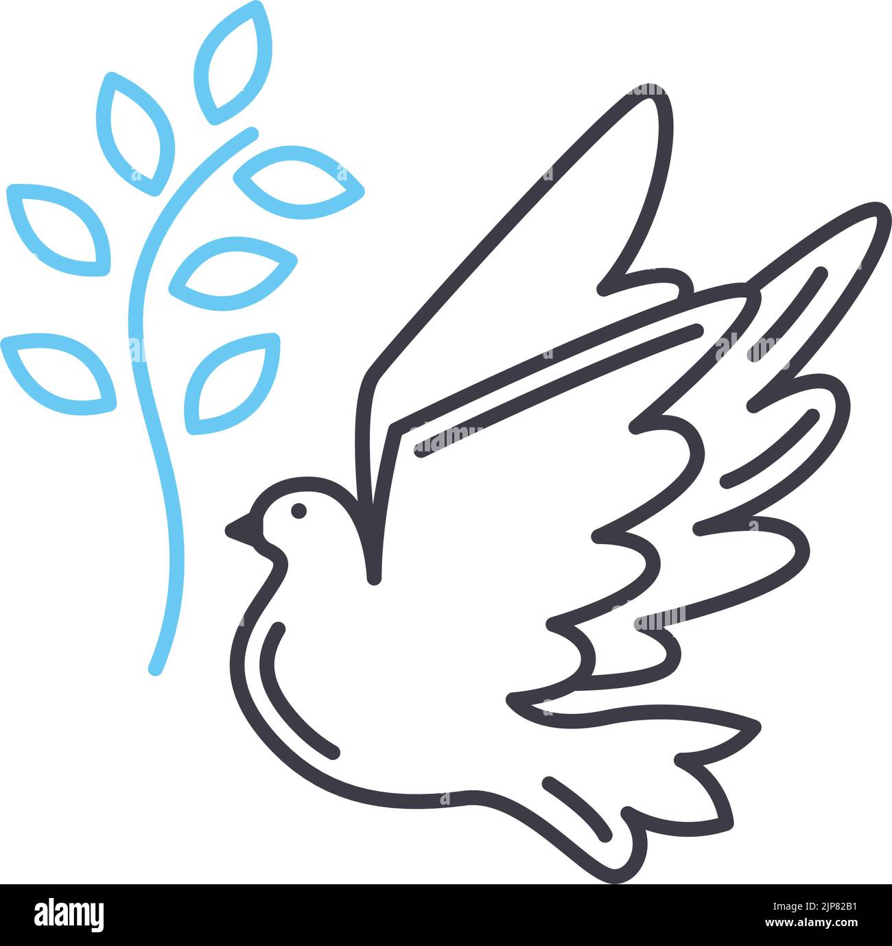 icône de ligne de foi de colombe chrétienne, symbole de contour, illustration de vecteur, signe de concept Illustration de Vecteur