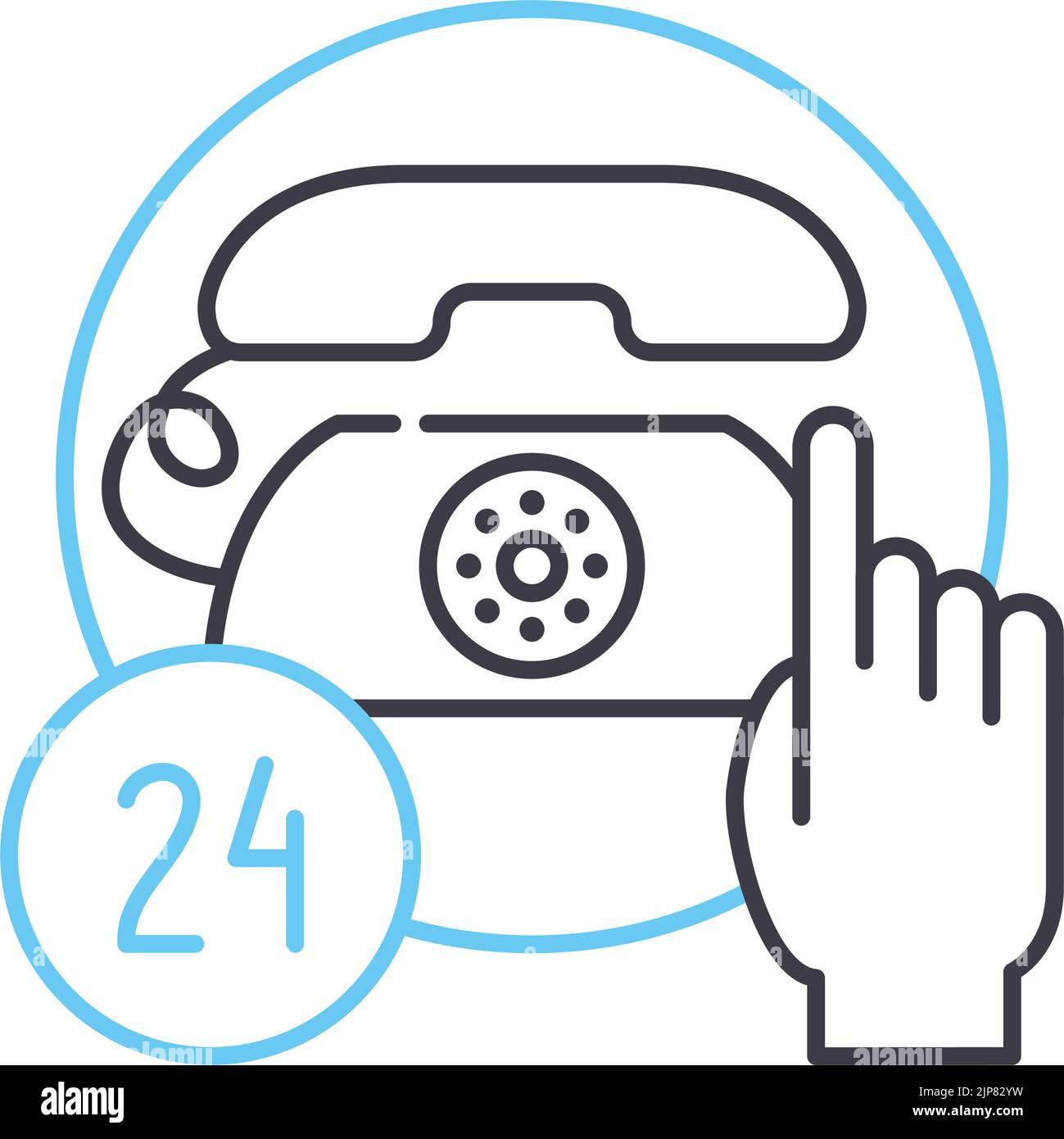 appeler 24 icône de ligne de marchandises, symbole de contour, illustration vectorielle, signe de concept Illustration de Vecteur