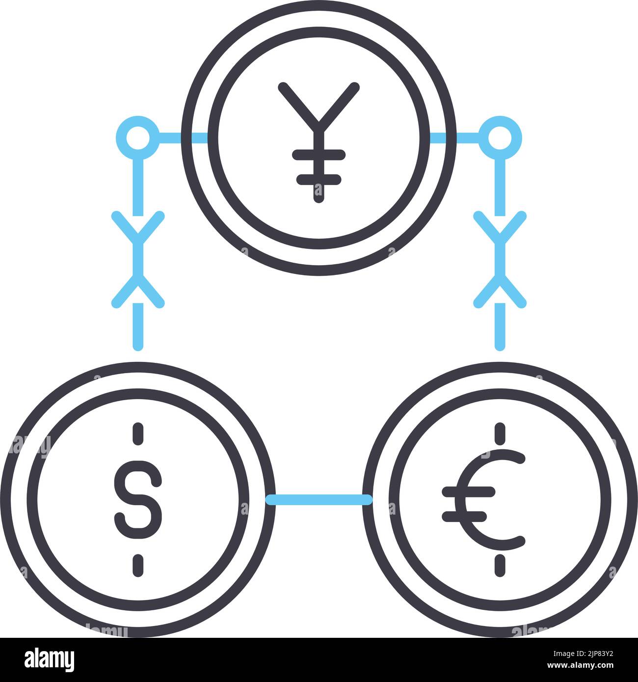 icône de ligne d'idée de devise, symbole de contour, illustration de vecteur, signe de concept Illustration de Vecteur