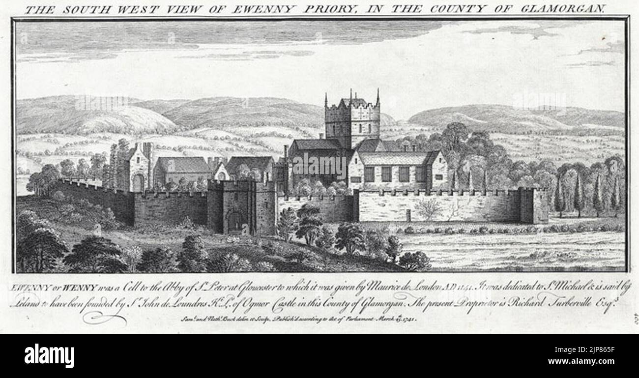 Le sud-ouest vue sur Ewenny prieuré, dans le comté de Glamorgan Banque D'Images