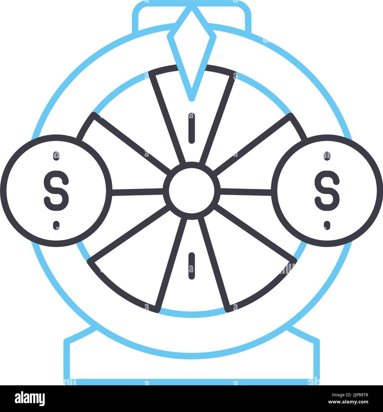 grande icône de ligne de six roues, symbole de contour, illustration vectorielle, signe de concept Illustration de Vecteur