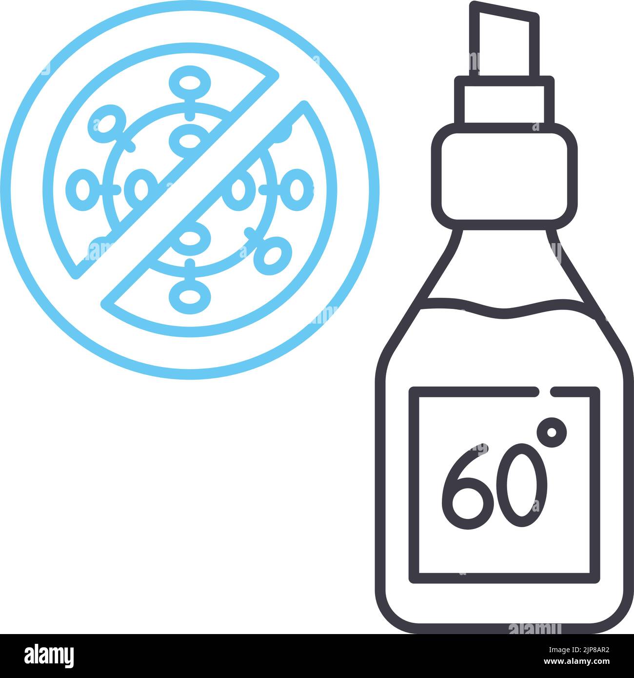 icône de ligne d'alcool à 60 %, symbole de contour, illustration vectorielle, signe de concept Illustration de Vecteur