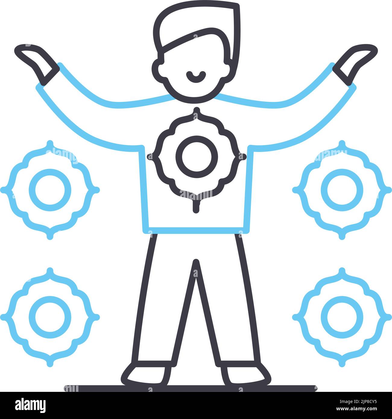 icône de ligne chakras, symbole de contour, illustration vectorielle, signe de concept Illustration de Vecteur