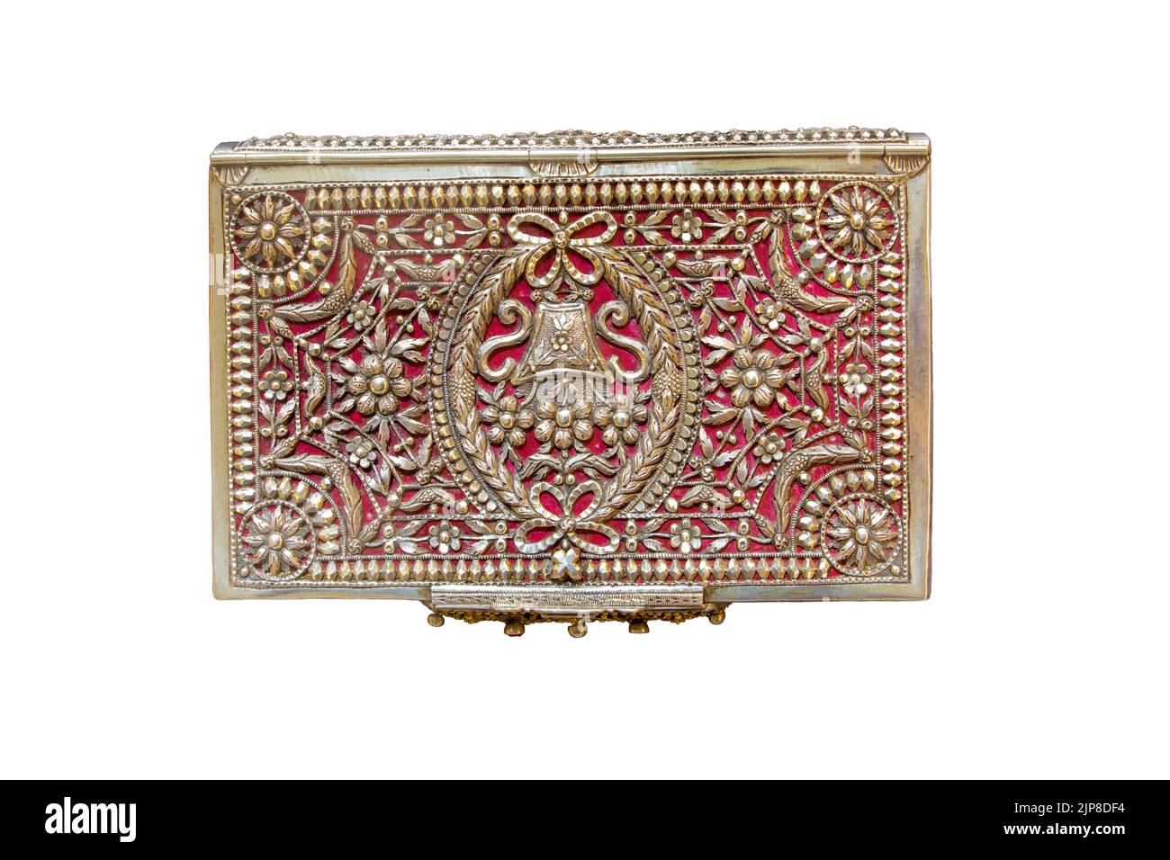 Le livre de décoration couvre d'argent et de pierres précieuses, 18th siècle, isolé sur un fond blanc Banque D'Images