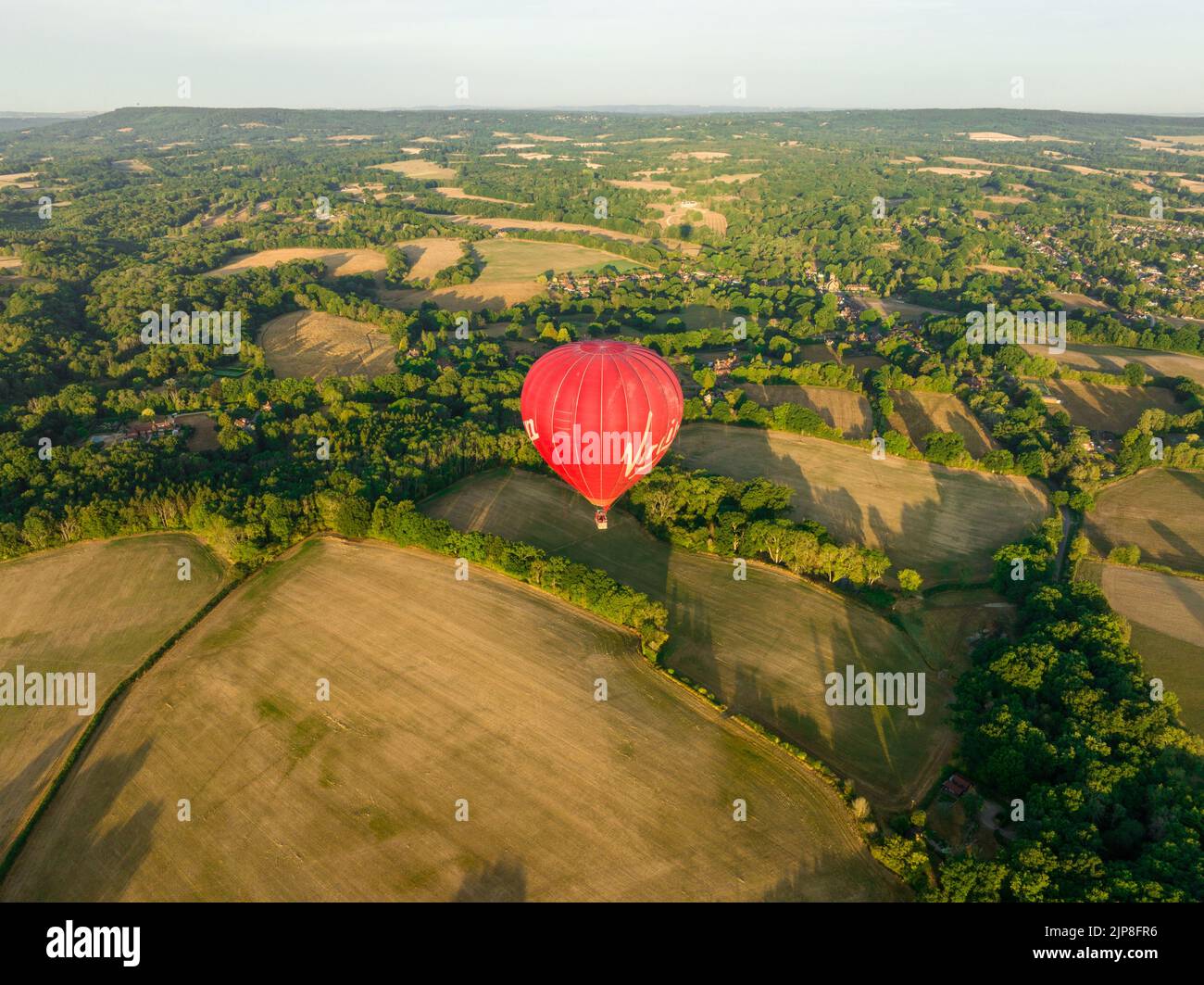 Virgin Experience Days, vue aérienne de Virgin Hot Air Balloon Banque D'Images