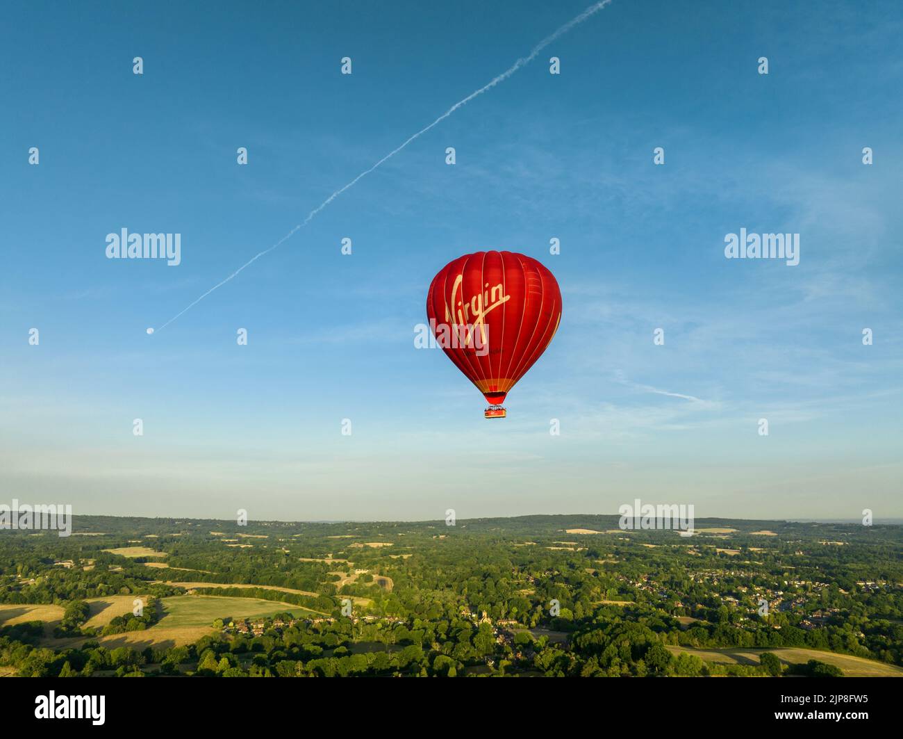 Virgin Experience Days, vue aérienne de Virgin Hot Air Balloon Banque D'Images