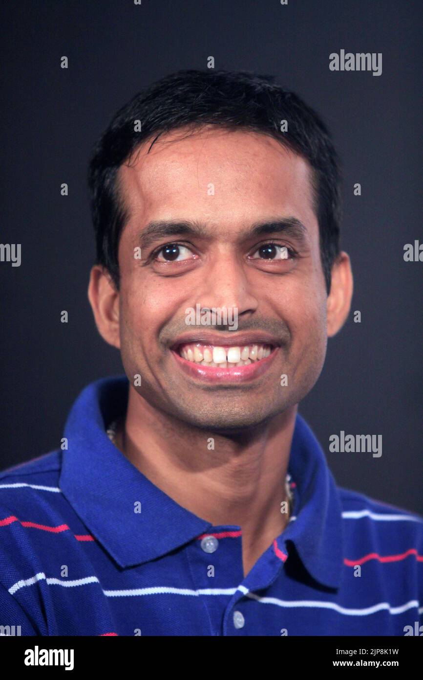 Ancien joueur de badminton Pullela Gopichand au lancement de la Ligue indienne de badminton à Mumbai, Inde Banque D'Images